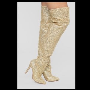 Gold Knee High Boots